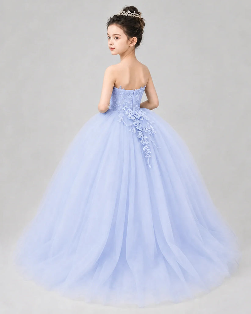 Lavender Tulle Ball Gown Pageant Dress Back View