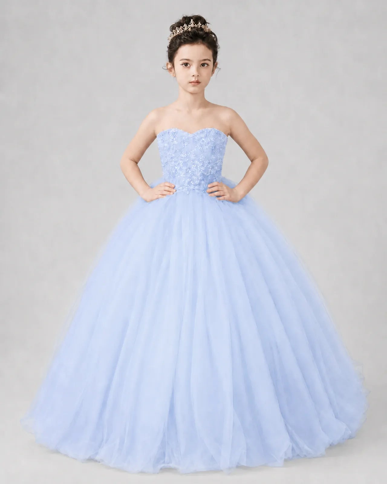 Lavender Tulle Ball Gown Pageant Dress Front View
