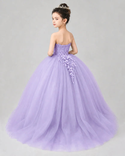 Lilac Tulle Ball Gown Pageant Dress Back View