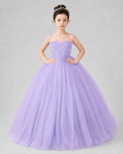Lilac Tulle Ball Gown Pageant Dress Front View