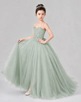 Sage Green Tulle A-line Pageant Dress Side View