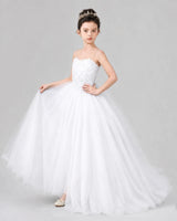 White Tulle Ball Gown Pageant Dress Side View