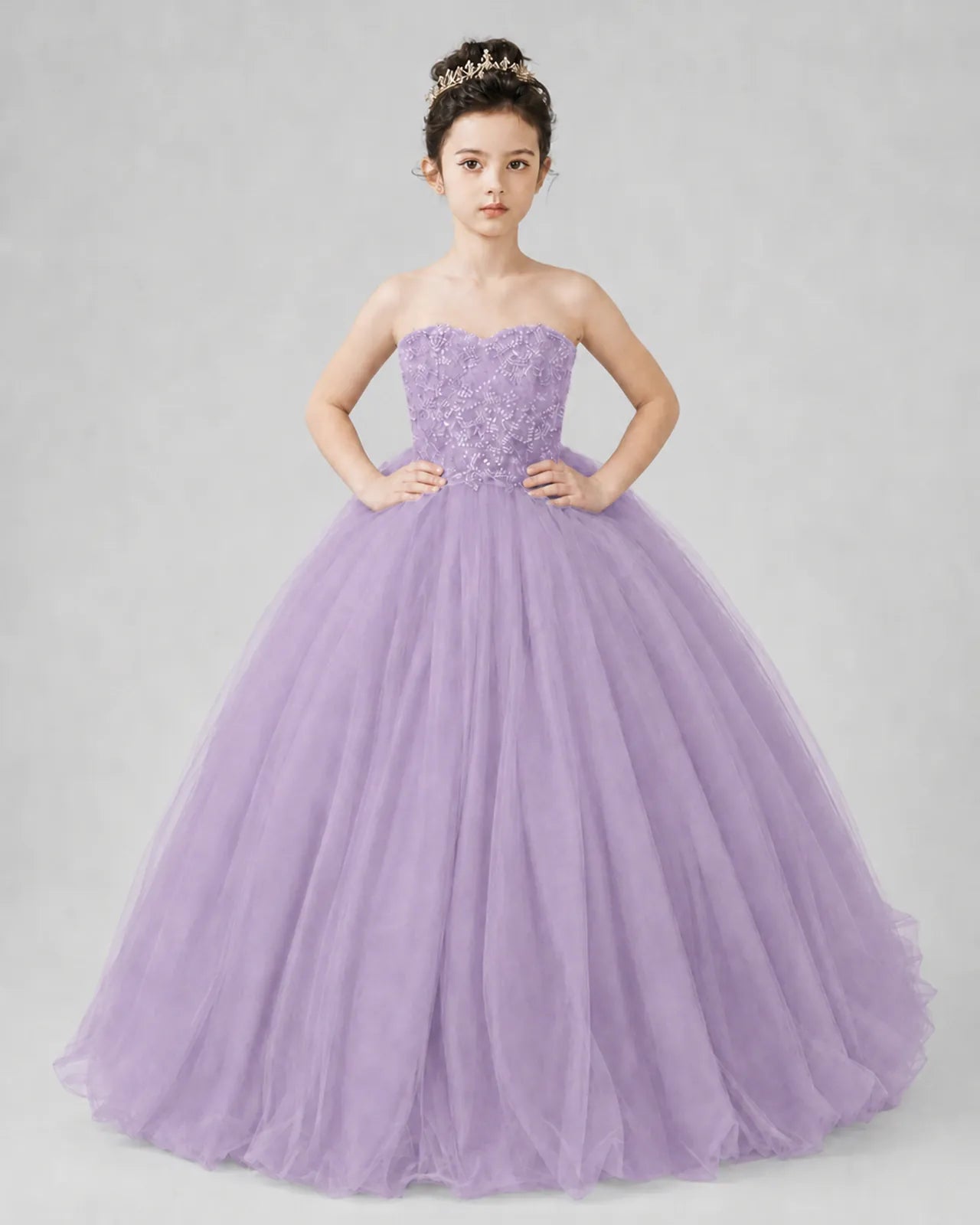 Wisteria Tulle Ball Gown Pageant Dress Front View