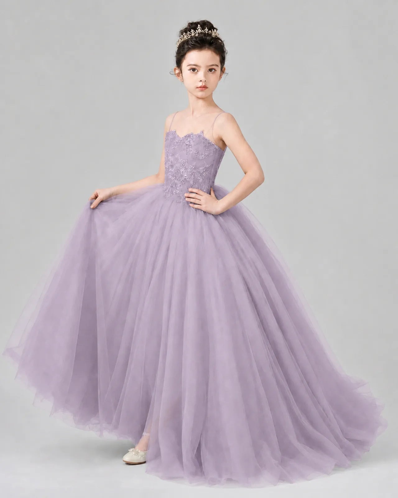 Wisteria Tulle Ball Gown Pageant Dress Side View