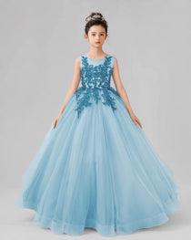 Dideyttawl Pageant Dress with Floral Lace Appliques and Voluminous Tulle Skirt