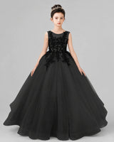 Black Lace Ball Gown Pageant Dress Front View