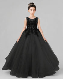 Dideyttawl Pageant Dress with Floral Lace Appliques and Voluminous Tulle Skirt