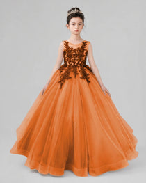Dideyttawl Pageant Dress with Floral Lace Appliques and Voluminous Tulle Skirt