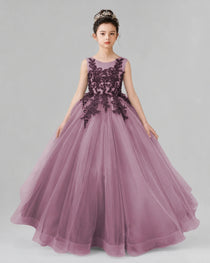 Dideyttawl Pageant Dress with Floral Lace Appliques and Voluminous Tulle Skirt