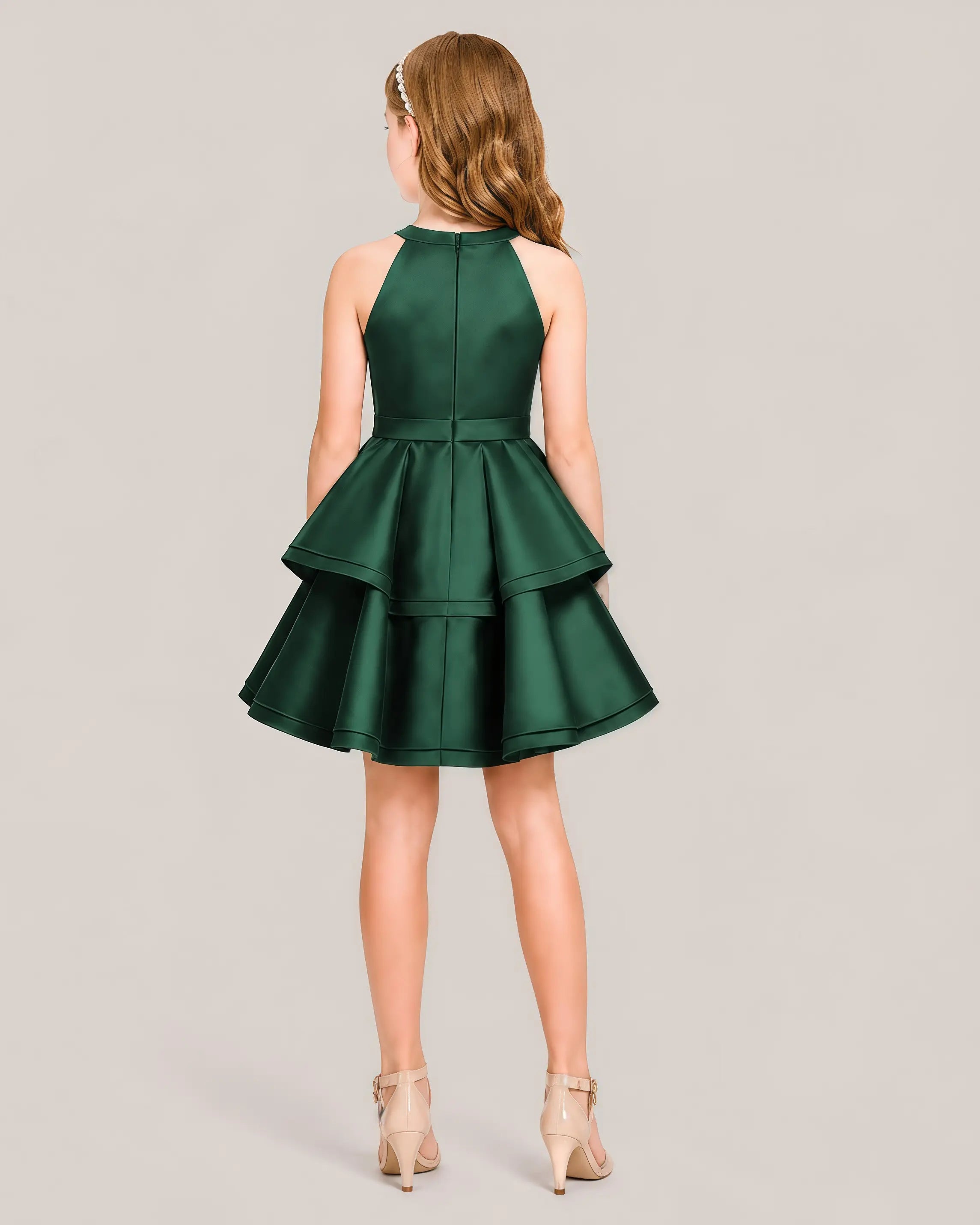 Dark Green Junior Bridesmaid Dress 