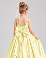 Daffodil Satin Flower Girl Dress Back Detail