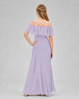 Lavender Chiffon Cold Shoulder Junior Bridesmaid Dresses Back View