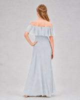 Mist Chiffon Cold Shoulder A-Line Junior Bridesmaid Dresses Back View