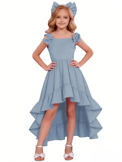 dideyttawl High-Low Junior Bridesmaid Dresses for Girls Chiffon  A-Line Pageant Ball Dress 2636