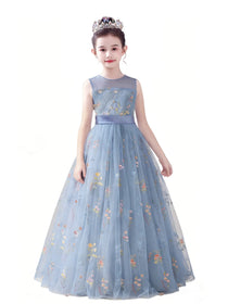 dideyttawl  Floral Tulle Girls Formal Dress Sleeveless Pageant  Prom Gown 2554