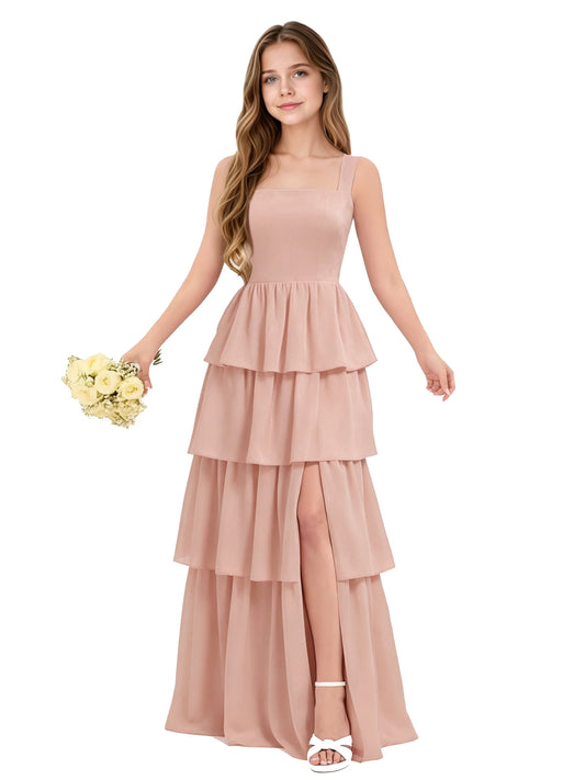 dideyttawl Tiered Chiffon Junior Bridesmaid Dresses 2509