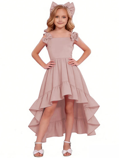 dideyttawl High-Low Junior Bridesmaid Dresses for Girls Chiffon  A-Line Pageant Ball Dress 2636