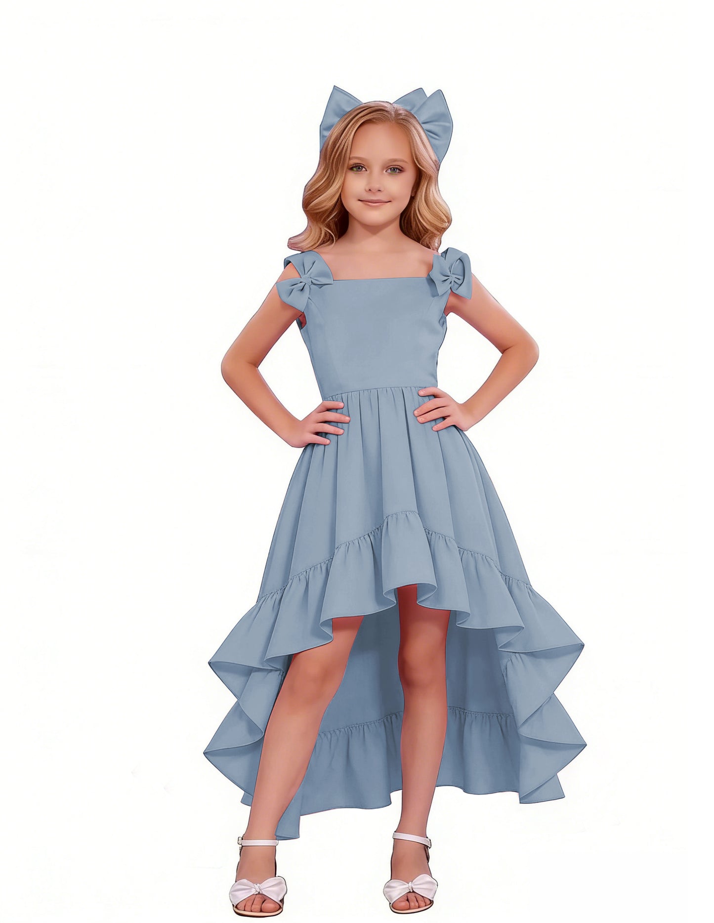 dideyttawl High-Low Junior Bridesmaid Dresses for Girls 4-16 Chiffon  A-Line Pageant Formal Party Ball Dress 2636