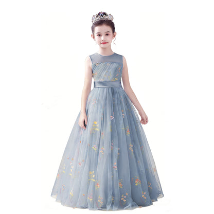 dideyttawl 2026 Fairy Dress for Girls Floral Tulle Flower Girl Dresses Long Sleeveless Jr Bridesmaid Prom Gown 2554