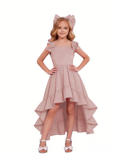 dideyttawl High-Low Junior Bridesmaid Dresses for Girls 4-16 Chiffon  A-Line Pageant Formal Party Ball Dress 2636