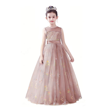 dideyttawl 2026 Fairy Dress for Girls Floral Tulle Flower Girl Dresses Long Sleeveless Jr Bridesmaid Prom Gown 2554
