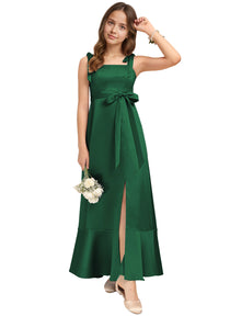 Dideyttawl Junior Bridesmaid Dresses with Slit  Satin Formal Gown for Girls 2529