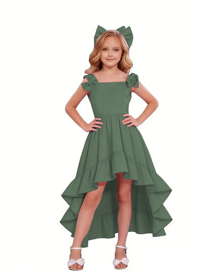 dideyttawl High-Low Junior Bridesmaid Dresses for Girls 4-16 Chiffon  A-Line Pageant Formal Party Ball Dress 2636