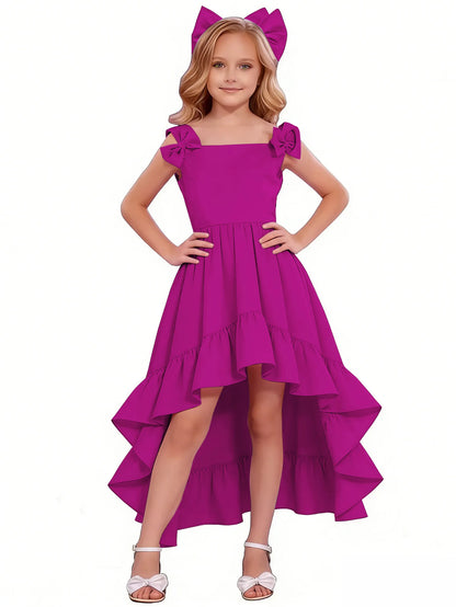dideyttawl High-Low Junior Bridesmaid Dresses for Girls Chiffon  A-Line Pageant Ball Dress 2636