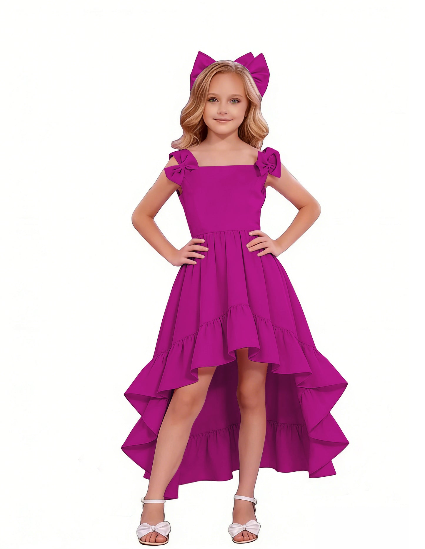 dideyttawl High-Low Junior Bridesmaid Dresses for Girls 4-16 Chiffon  A-Line Pageant Formal Party Ball Dress 2636