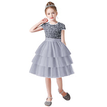 Dideyttawl Girls Burgundy Princess Dress Short Sleeve Tulle Ball Gown for Wedding Party