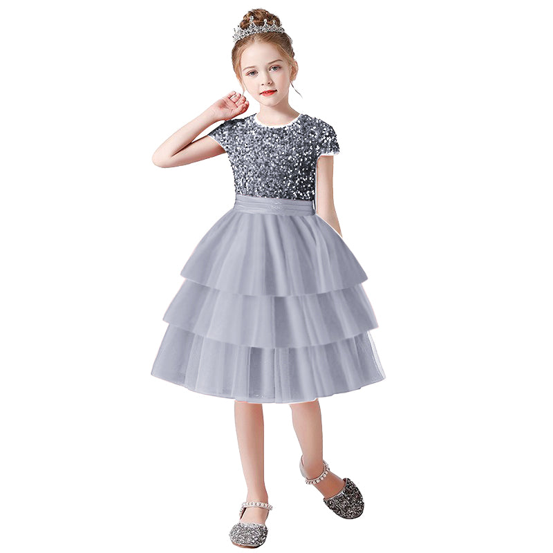 Dideyttawl Girls Burgundy Princess Dress Short Sleeve Tulle Ball Gown for Wedding Party