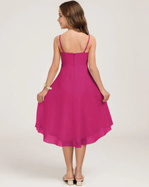 Back Hot Pink Chiffon Junior Bridesmaid Dress