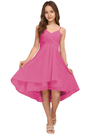 Chiffon Short Junior Bridesmaid Dresses Knee Length Sleeveless Flower Girl Dresses for 4-16 2504