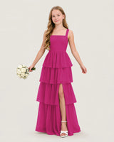 Hot Pink Chiffon A-line Junior Bridesmaid Dress Front View
