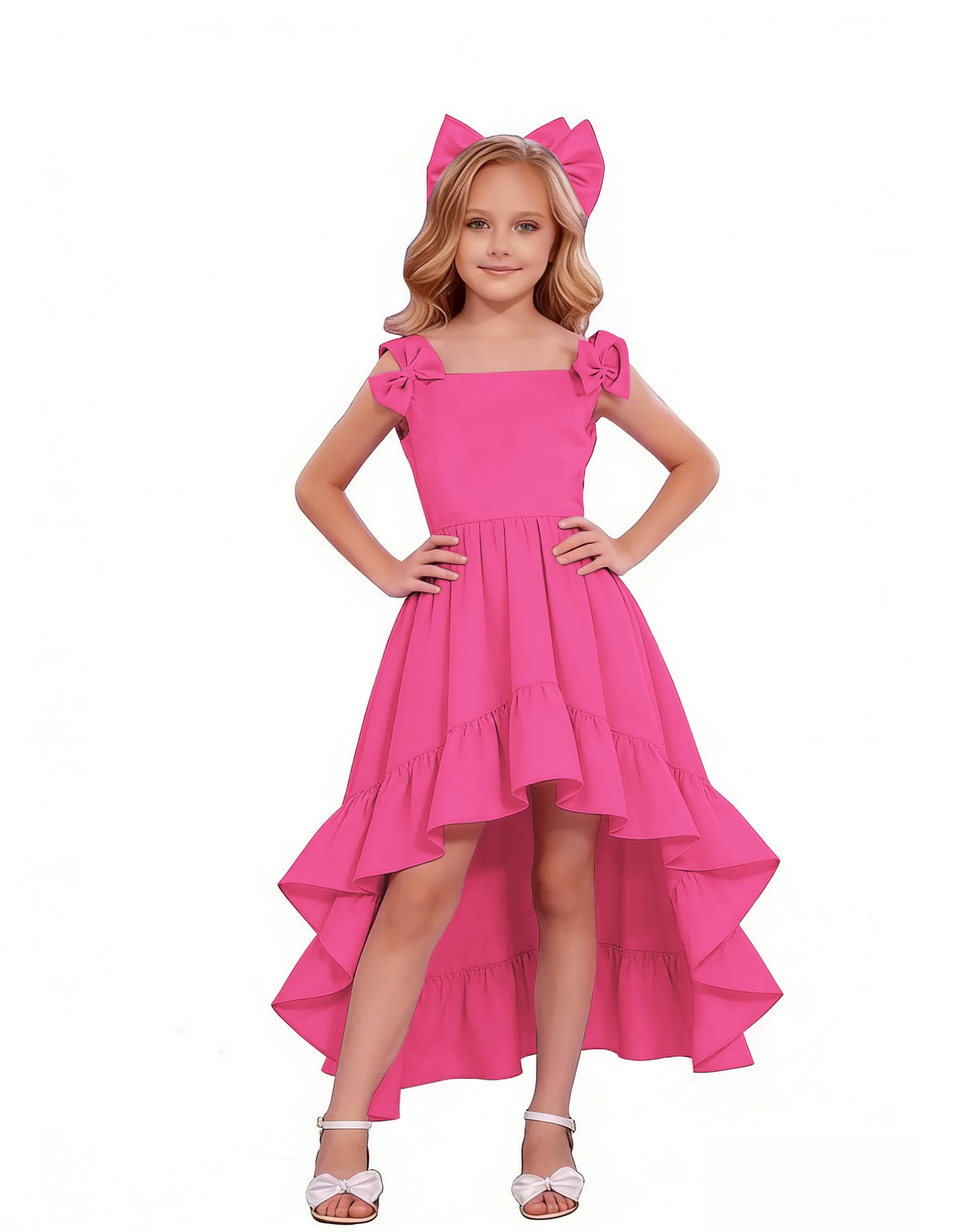 dideyttawl High-Low Junior Bridesmaid Dresses for Girls 4-16 Chiffon  A-Line Pageant Formal Party Ball Dress 2636