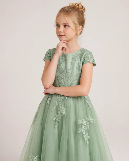 Detail Sage Green Lace Flower Girls Dress