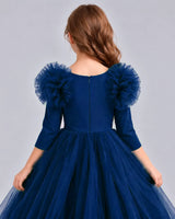 Navy Blue Ball Gown Girls Formal Dresses Back