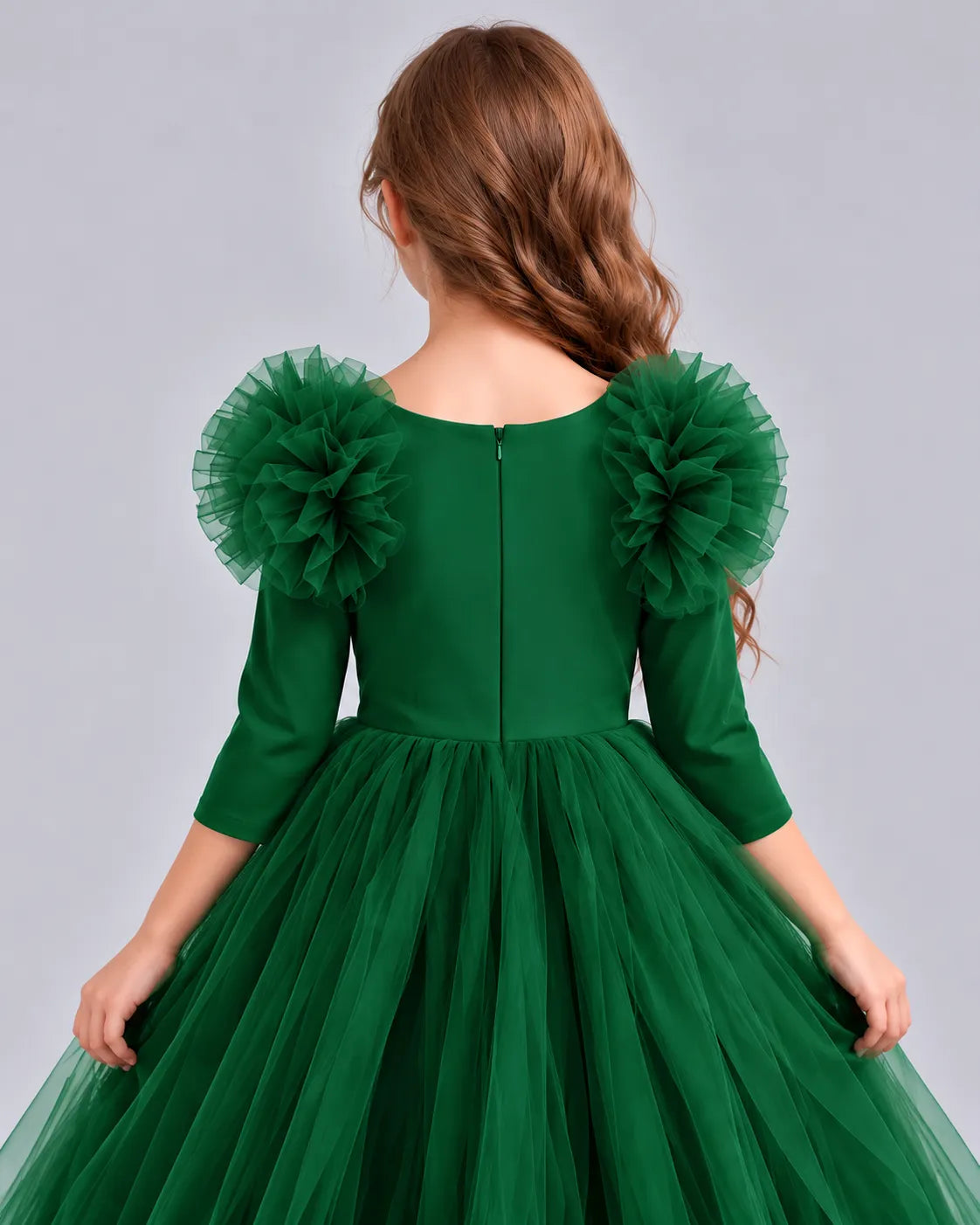 Dark Green Ball Gown Girls Formal Dresses Side