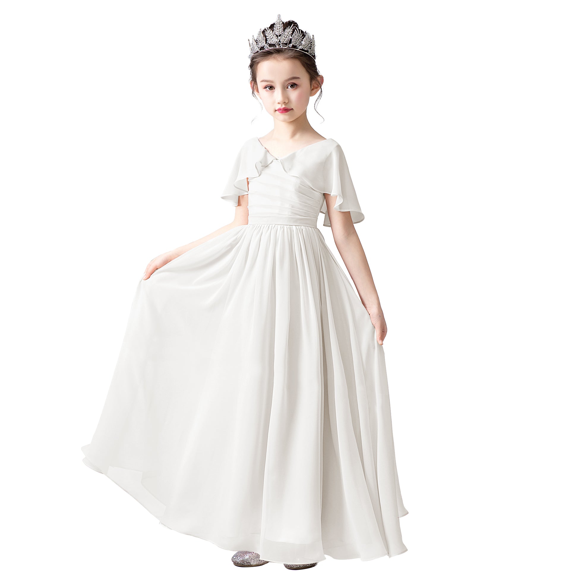 Dideyttawl Cape Sleeves Chiffon Flower Girls Dress Junior Bridesmaid Dress for Girls 4-16 Special Occasion Dress for Wedding, Blush Pink / 14 Dideyttawl Cape Sleeves Chiffon Flower Girls Dress Junior Bridesmaid Dress for Girls 4-16 Special Occasion Dress for Wedding, Blush Pink / 14