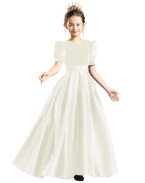 dideyttawl Velvet Girls Formal Dress A-Line Satin Flower Girl Dress 2540