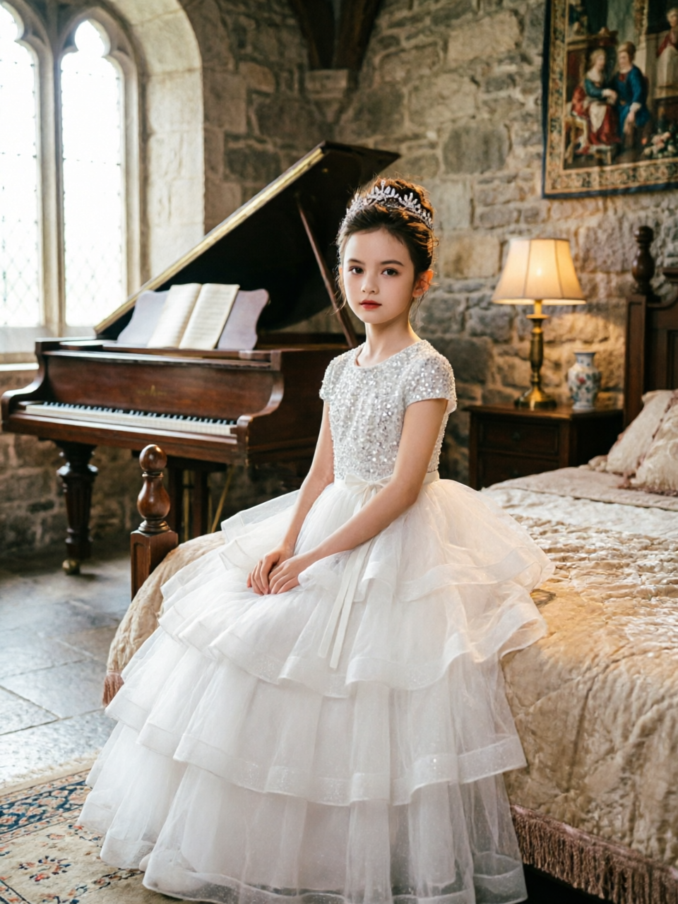 Dideyttawl Puffy Flower Girls Dress Sequins Flower Girl Dresses Sparkly Cap Sleeves Junior Bridesmaid Dress 648