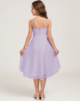 Lavender Chiffon A-line Junior Bridesmaid Dress Back View