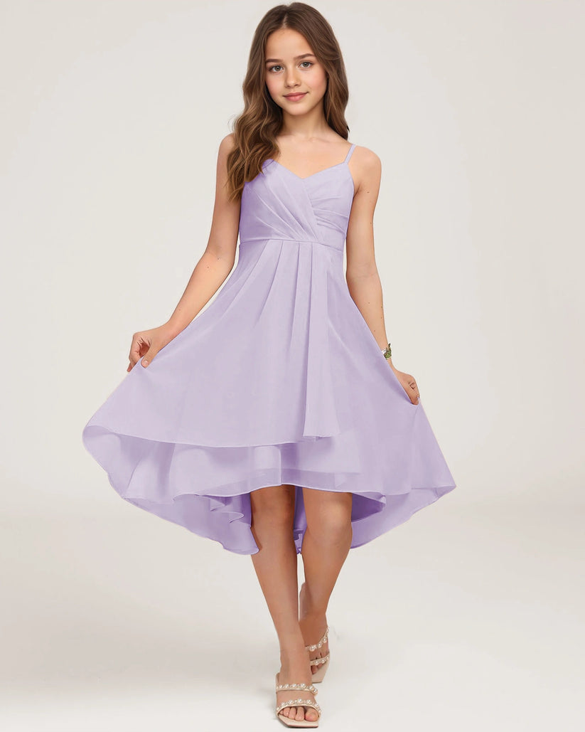 Lavender Chiffon A-line Junior Bridesmaid Dress Front View