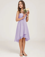Lavender Chiffon A-line Junior Bridesmaid Dress Front View