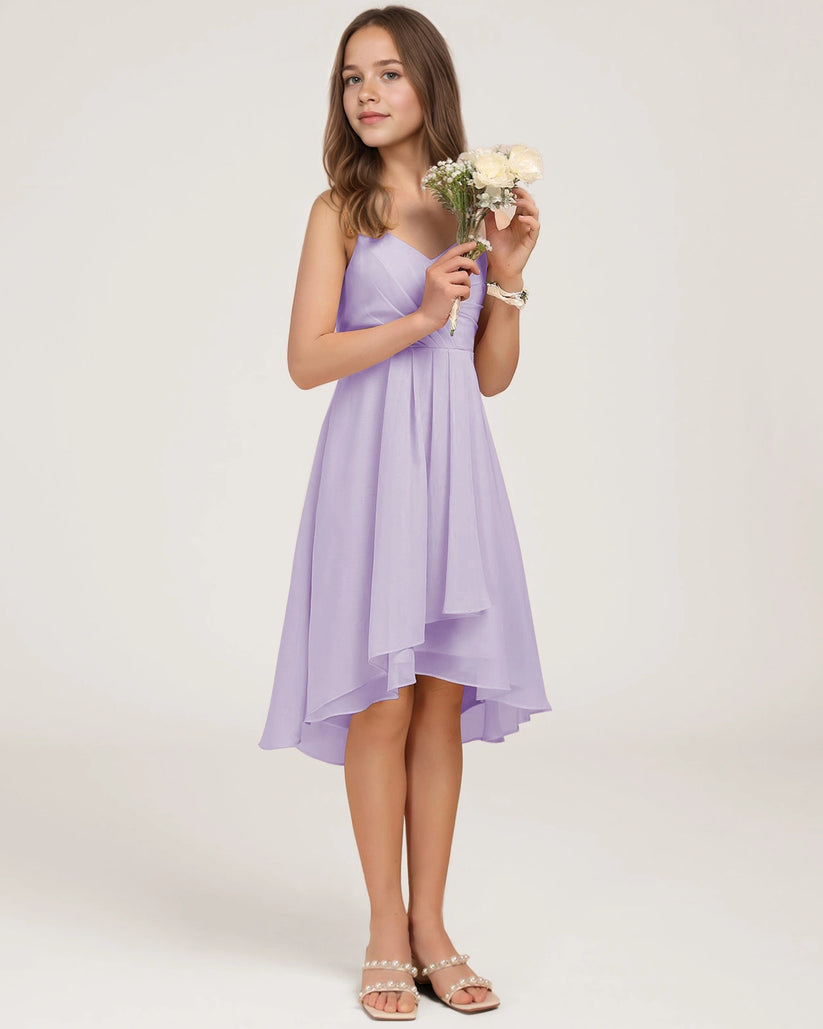 Lavender Chiffon A-line Junior Bridesmaid Dress Front View