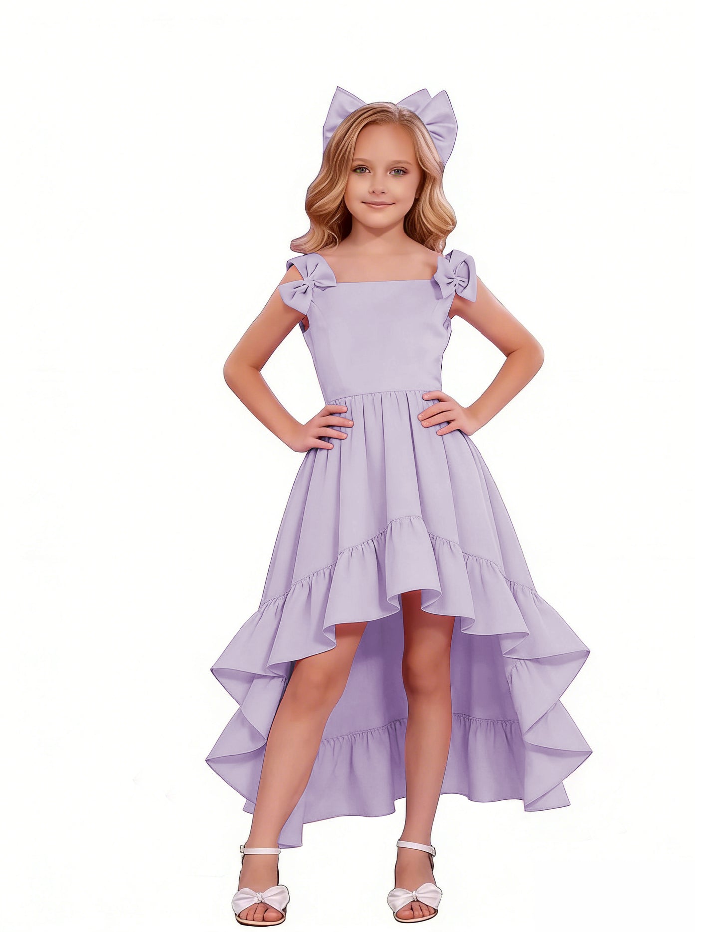dideyttawl High-Low Junior Bridesmaid Dresses for Girls 4-16 Chiffon  A-Line Pageant Formal Party Ball Dress 2636
