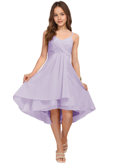 Chiffon Short Junior Bridesmaid Dresses Knee Length Sleeveless Flower Girl Dresses for 4-16 2504