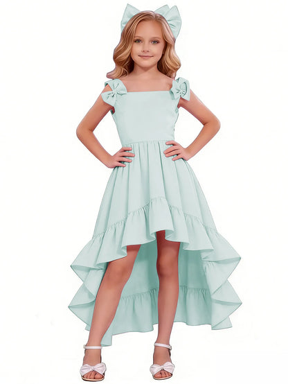 dideyttawl High-Low Junior Bridesmaid Dresses for Girls Chiffon  A-Line Pageant Ball Dress 2636