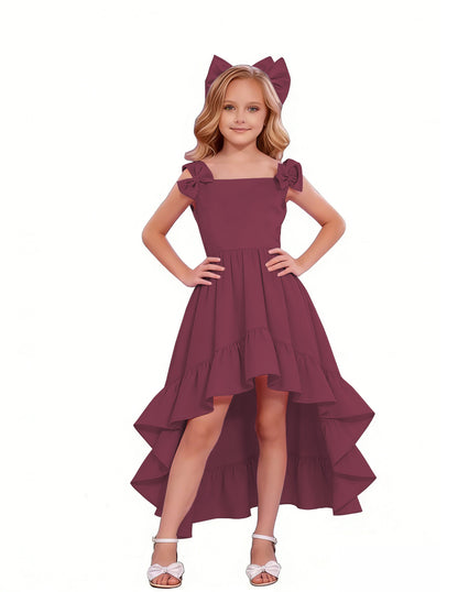dideyttawl High-Low Junior Bridesmaid Dresses for Girls 4-16 Chiffon  A-Line Pageant Formal Party Ball Dress 2636