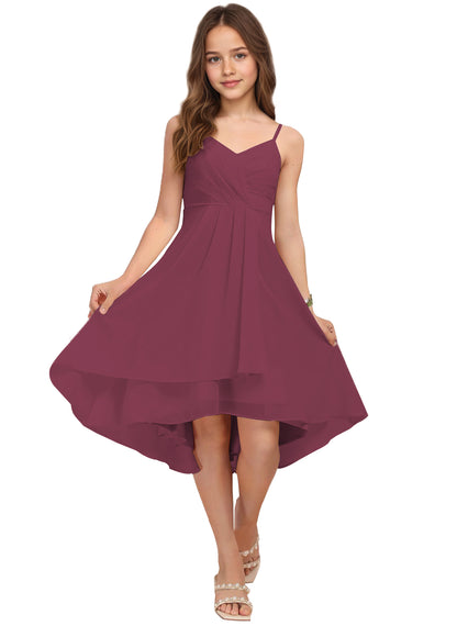 Chiffon Short Junior Bridesmaid Dresses Knee Length Sleeveless Flower Girl Dresses for 4-16 2504